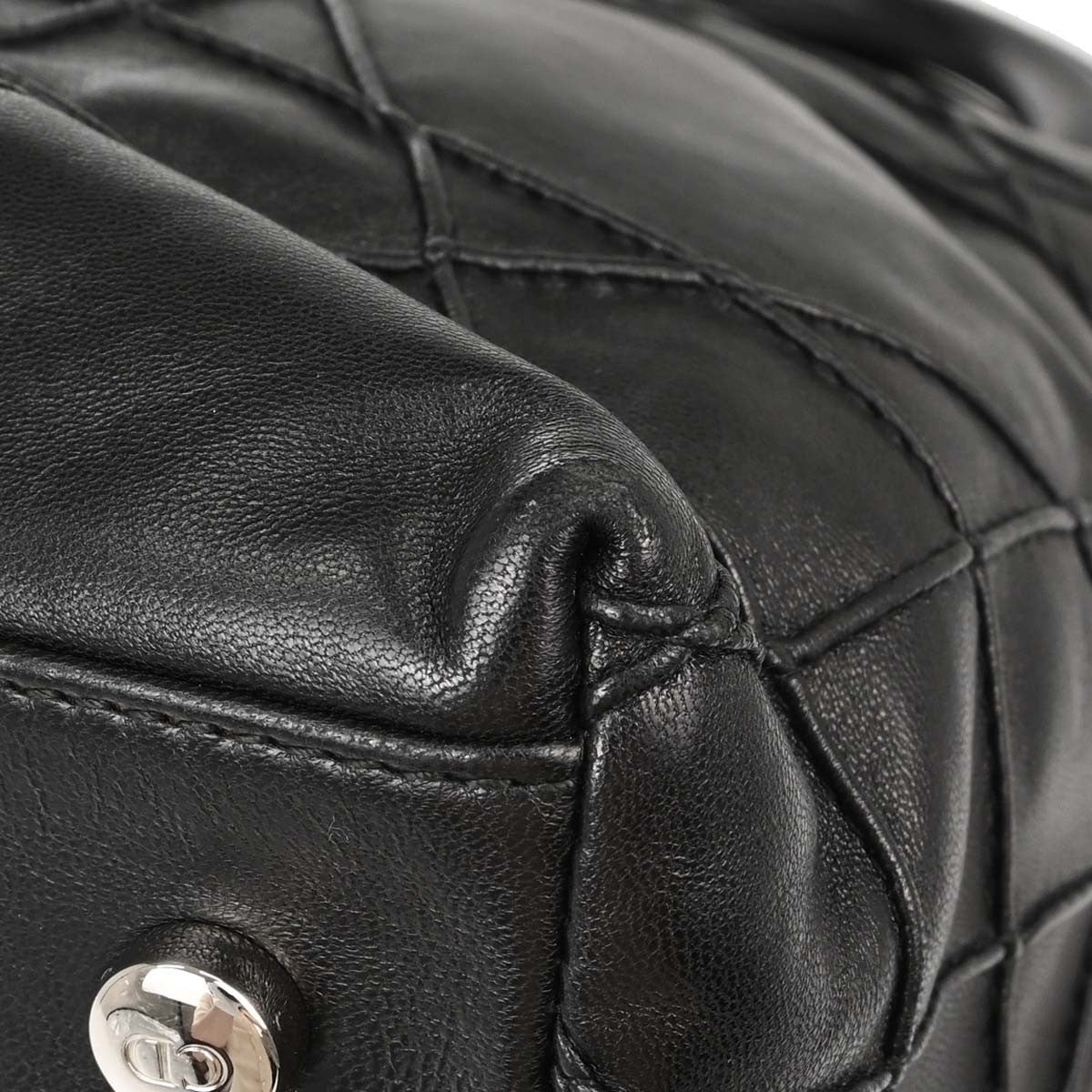 Christian Dior Granville Cannage 2way Vintage Handbag in Black Lambskin