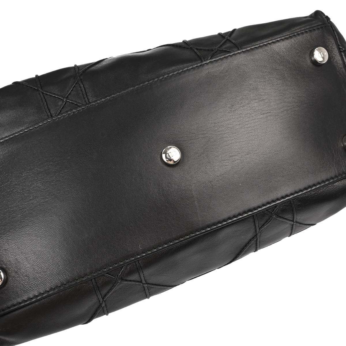 Christian Dior Granville Cannage 2way Vintage Handbag in Black Lambskin