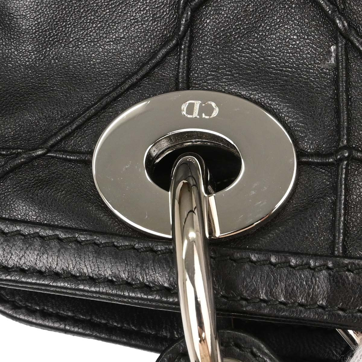 Christian Dior Granville Cannage 2way Vintage Handbag in Black Lambskin