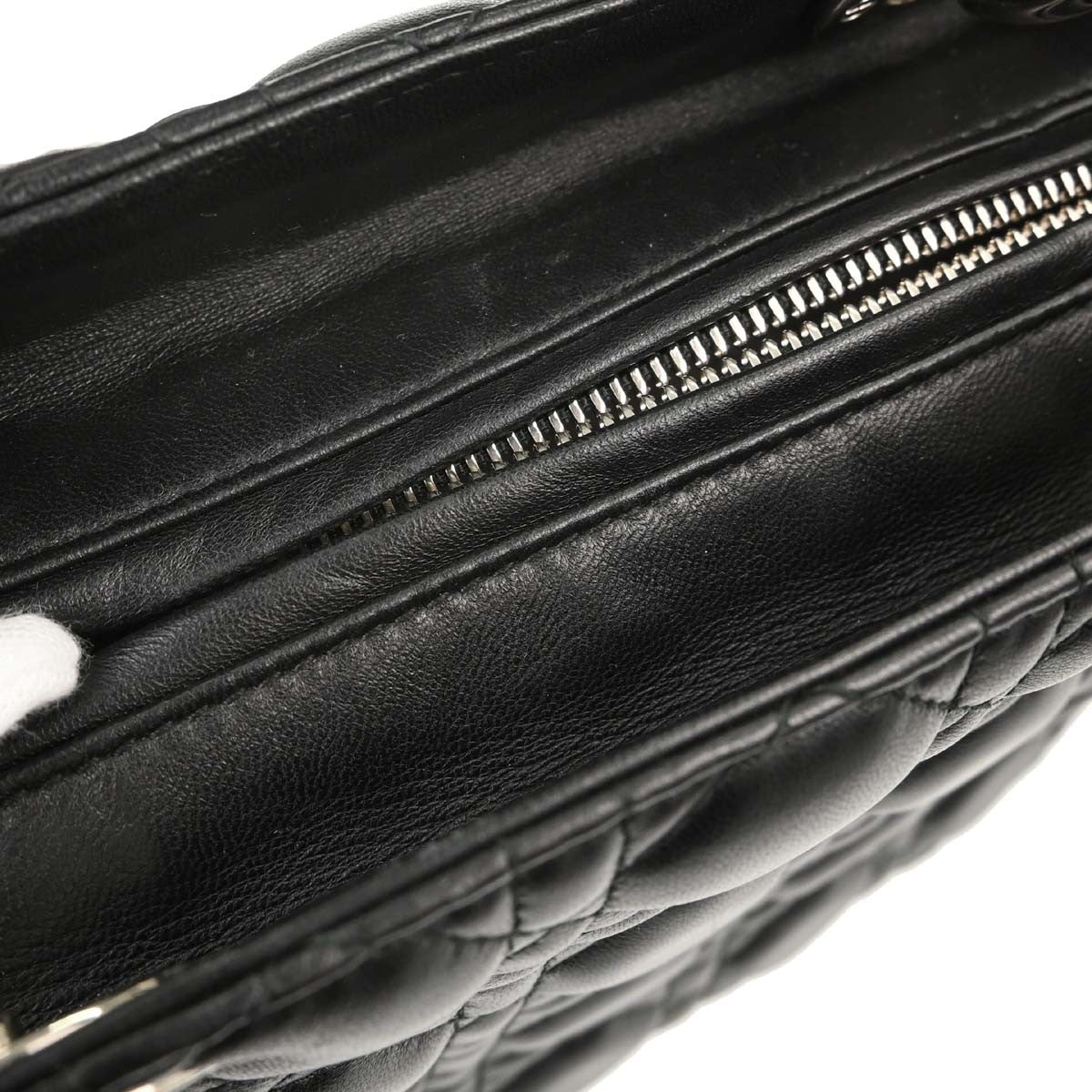 Christian Dior Lady Dior Cannage 2way Vintage Handbag in Black Lambskin
