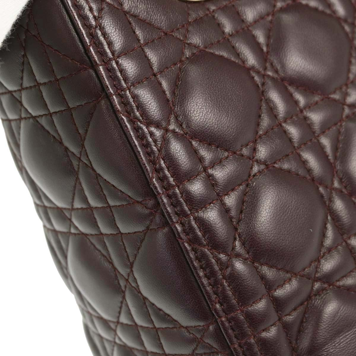 Christian Dior Lady Dior Cannage Vintage 2-in-1 Handbag in Brown Lambskin