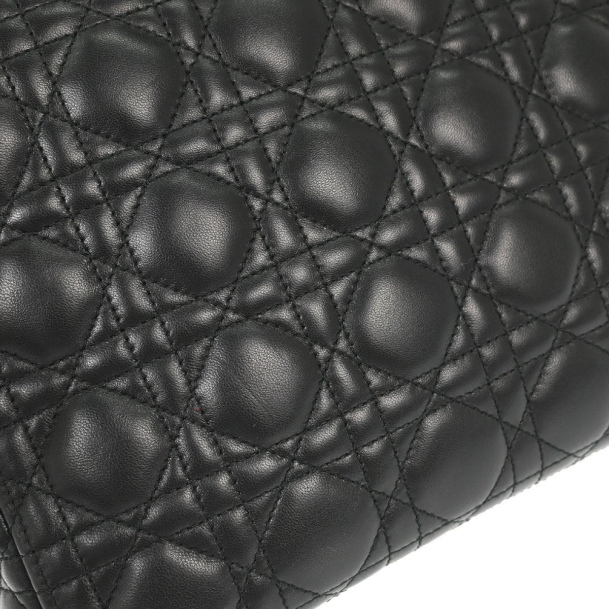Christian Dior Lady Dior Large Cannage 2way Vintage Handbag in Black Lambskin