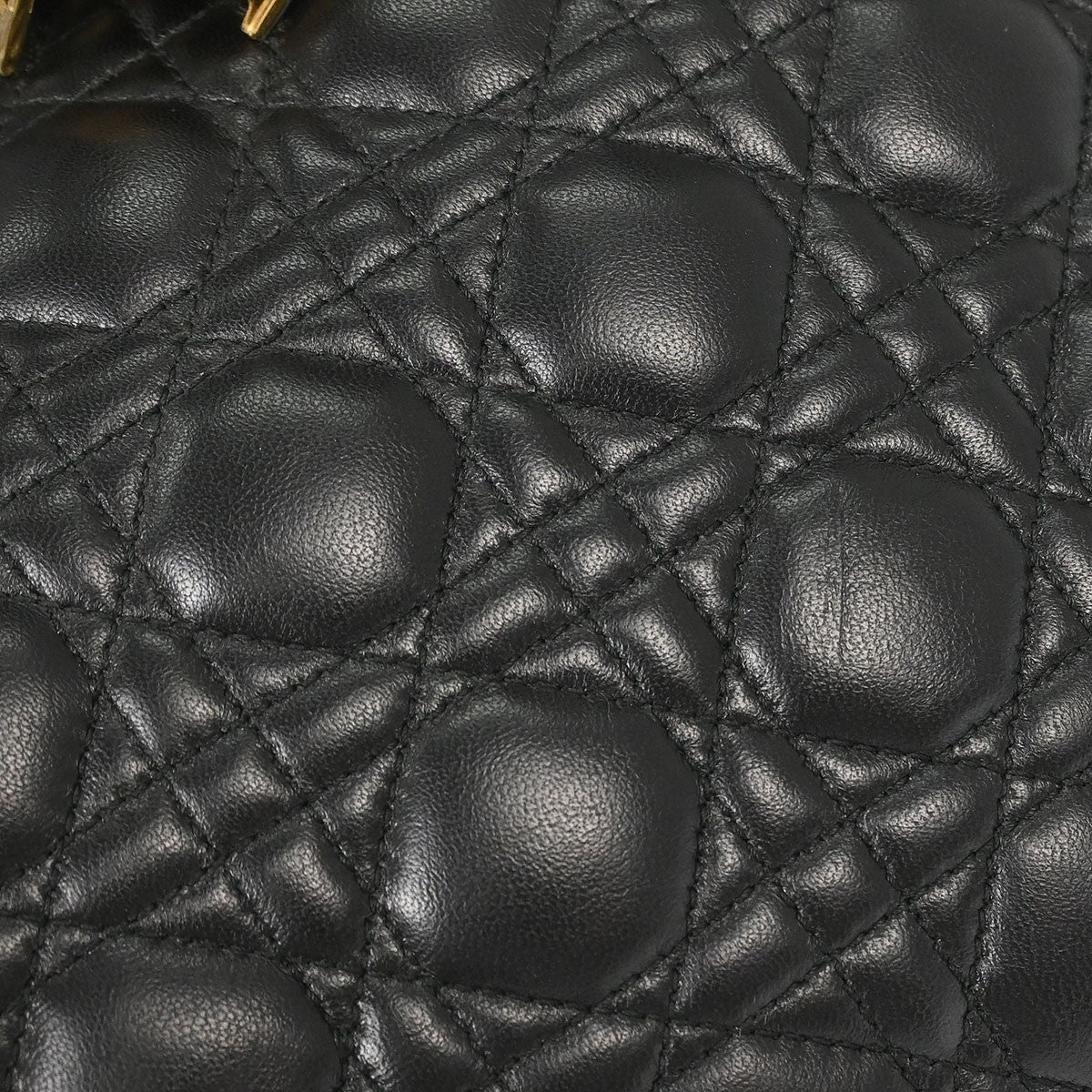 Christian Dior Lady Dior Large Cannage 2way Vintage Handbag in Black Lambskin