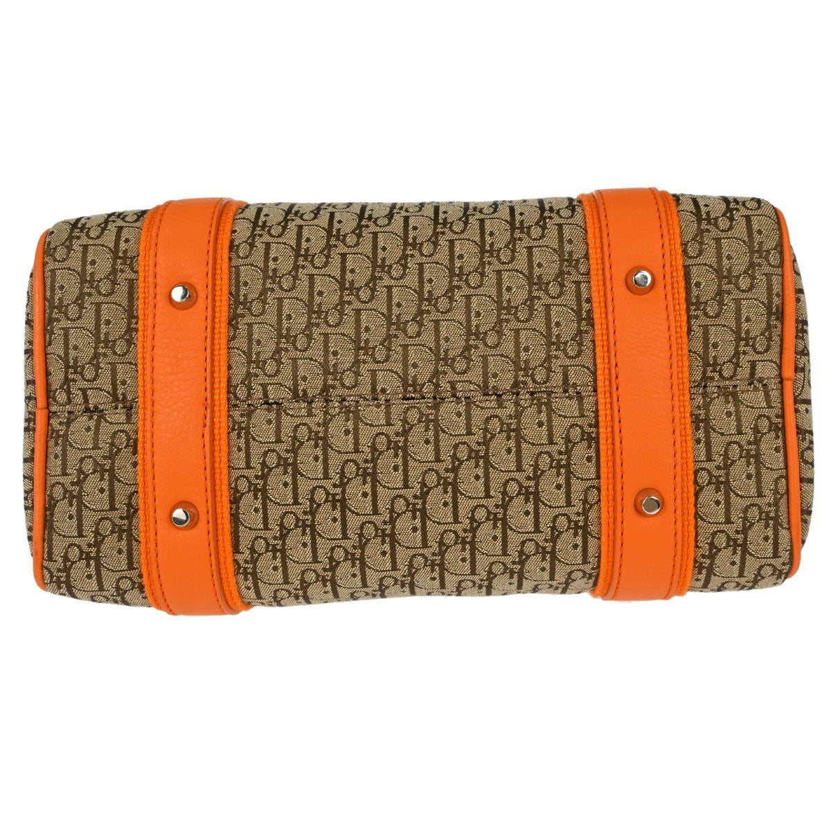Christian Dior Street Chic Trotter Vintage Handbag in Beige and Orange Trotter Canvas and Leather