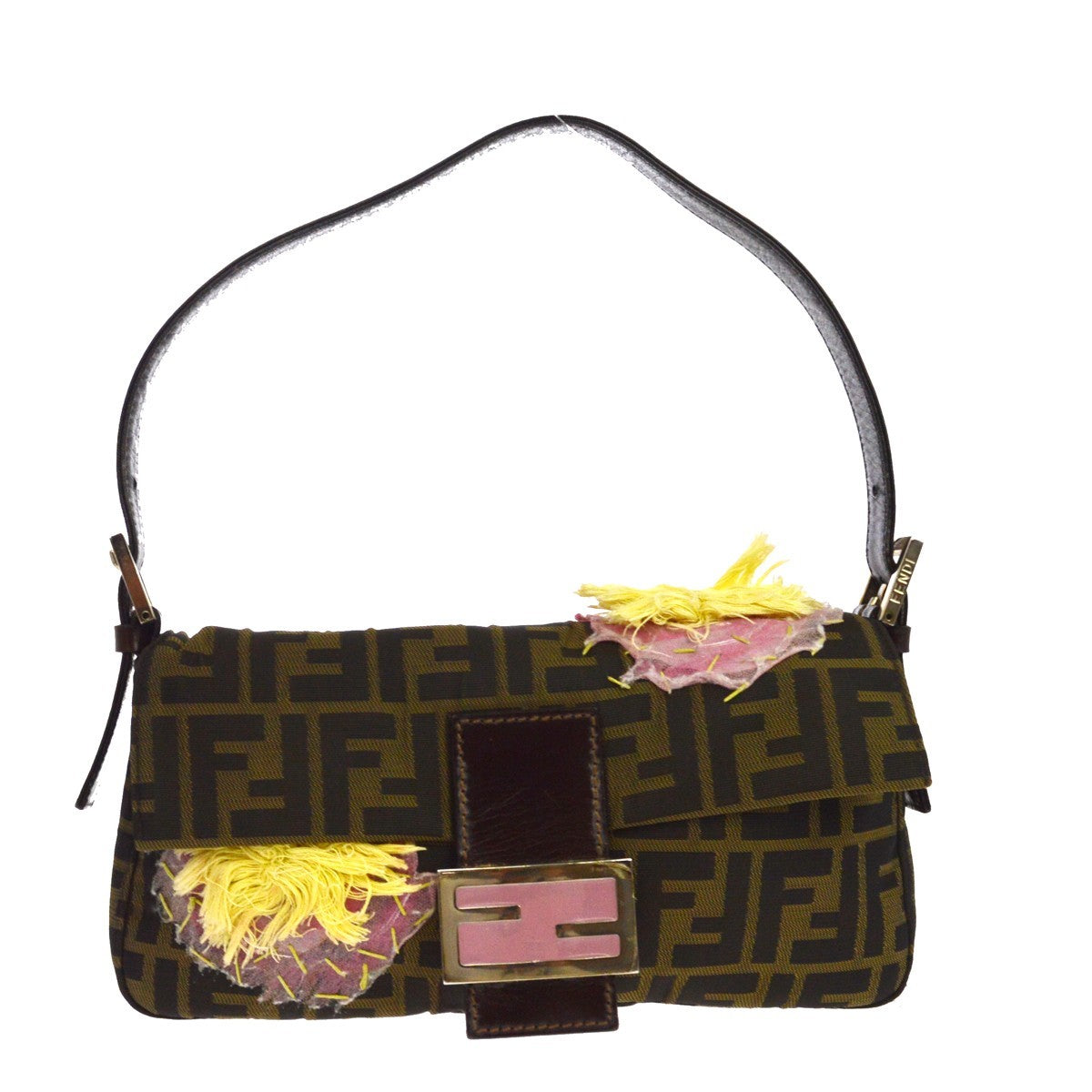Fendi Baguette Vintage Shoulder Bag in Brown Embroidered Zucca Canvas