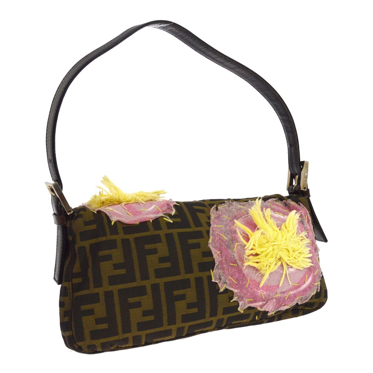 Fendi Baguette Vintage Shoulder Bag in Brown Embroidered Zucca Canvas