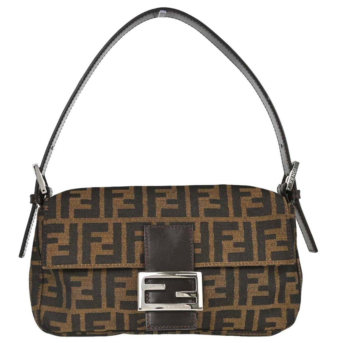 Fendi Baguette Zucca Vintage Shoulder Bag in Brown Canvas