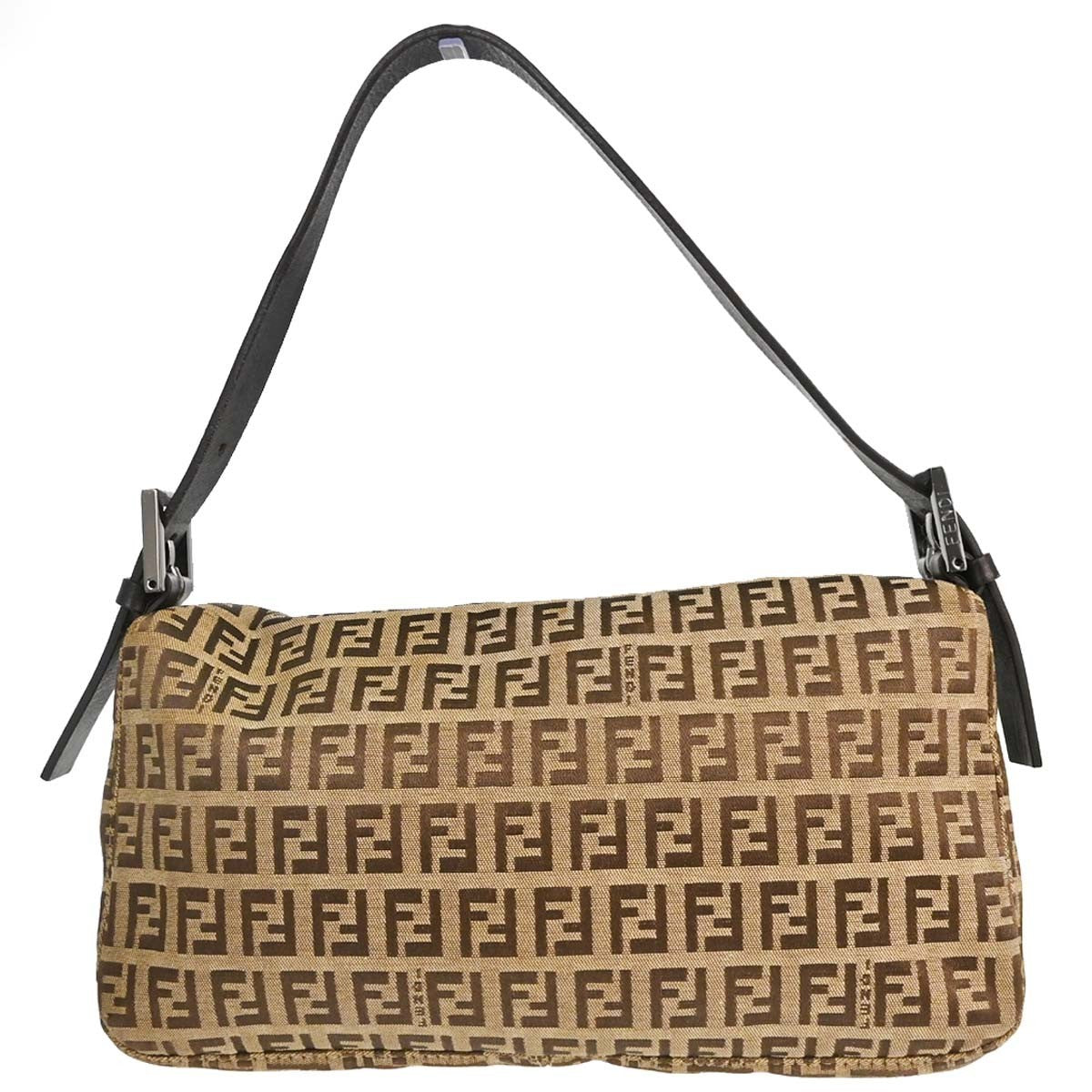 Fendi Baguette Zucchino Vintage Shoulder Bag in Beige Canvas