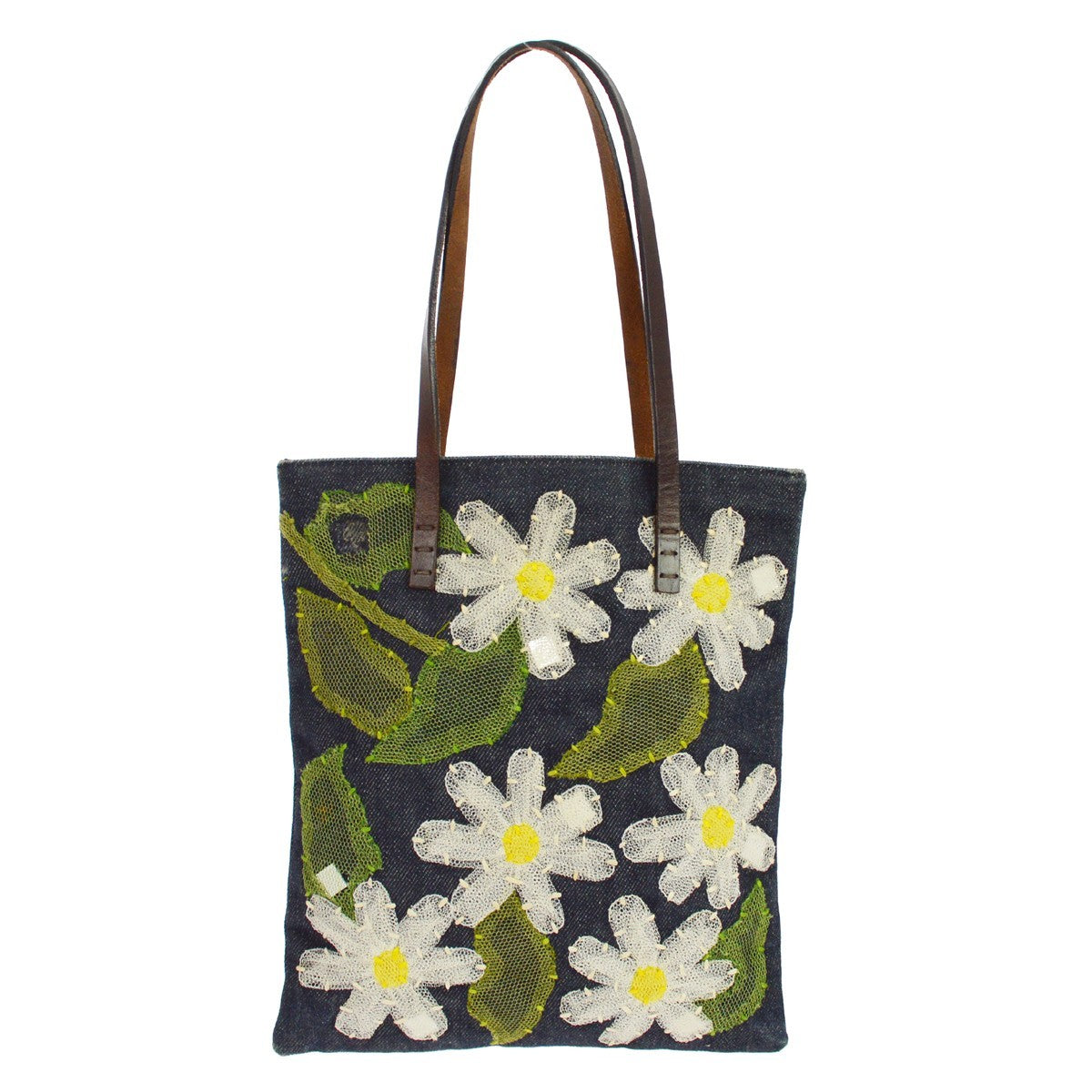 Fendi Daisy Tote Vintage Tote Bag in Navy Denim