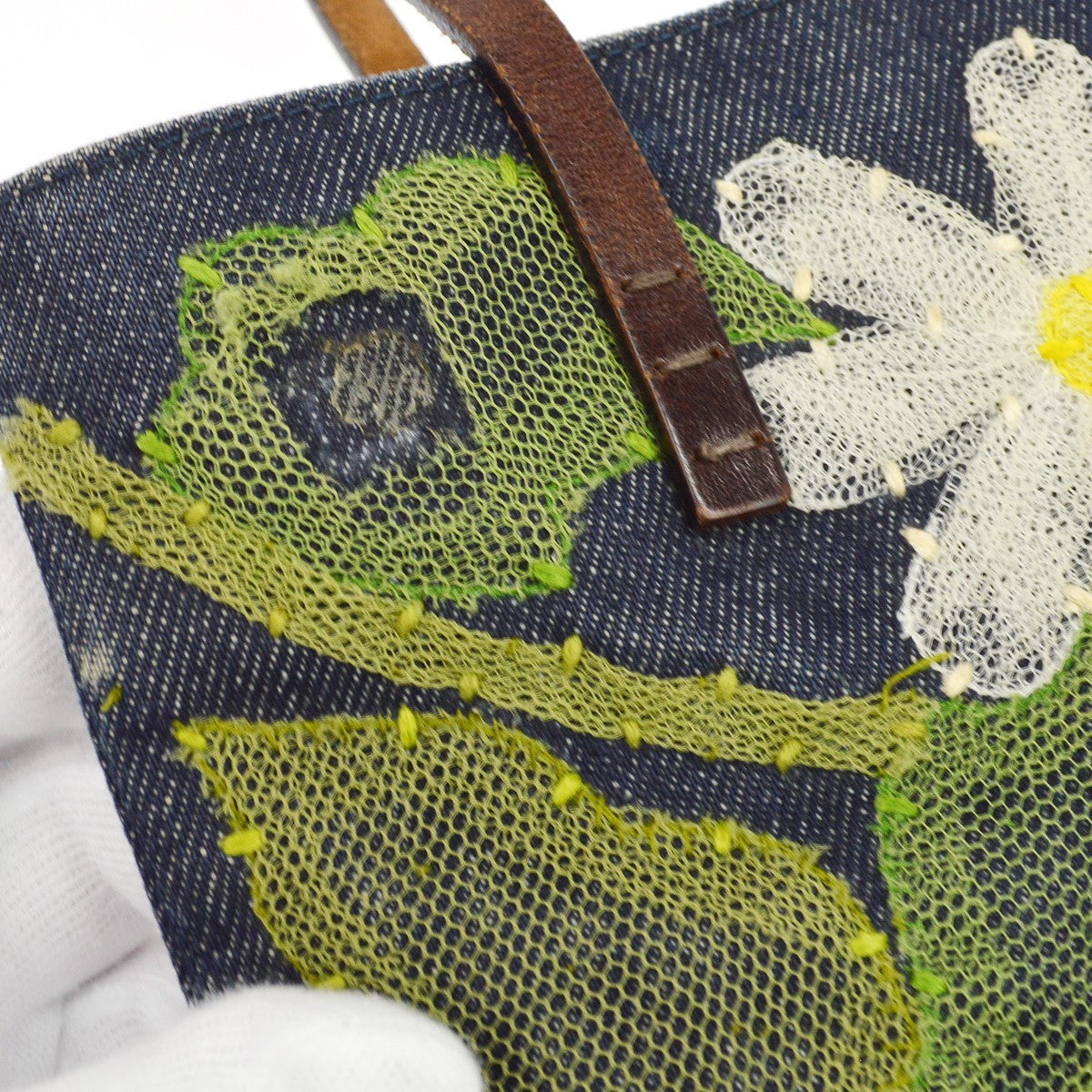 Fendi Daisy Tote Vintage Tote Bag in Navy Denim
