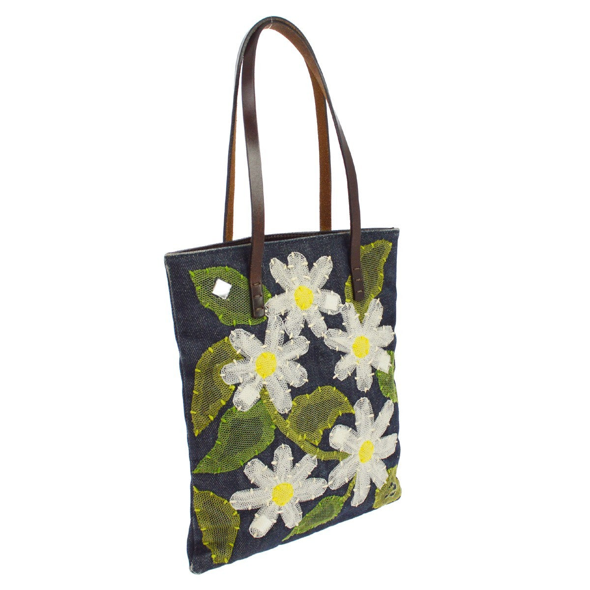 Fendi Daisy Tote Vintage Tote Bag in Navy Denim