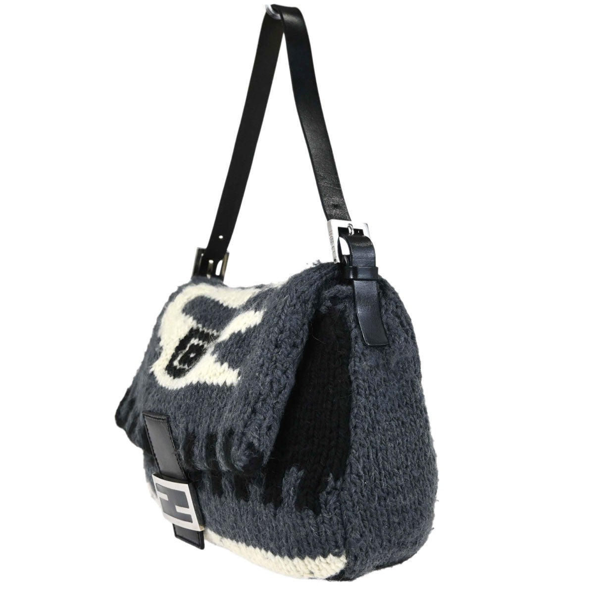 Fendi Mamma Baguette Vintage Shoulder Bag in Grey Wool