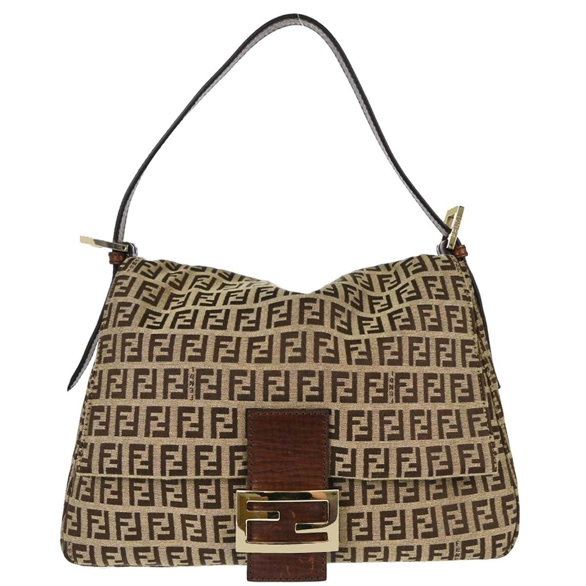 Fendi Mamma Baguette Vintage Shoulder Bag in Brown Zucchino Canvas