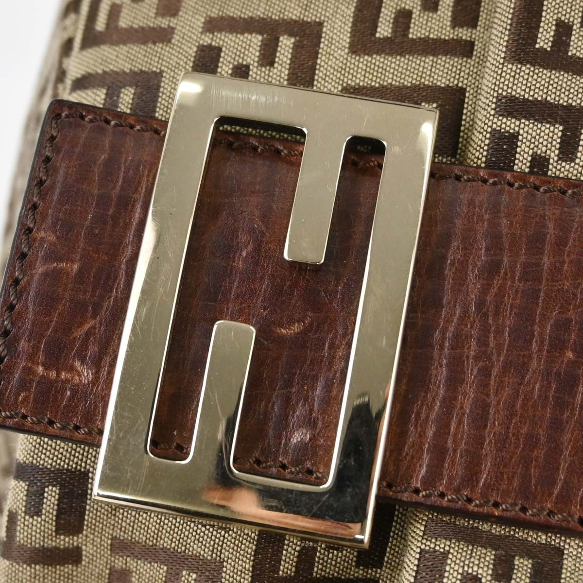 Fendi Mamma Baguette Vintage Shoulder Bag in Brown Zucchino Canvas