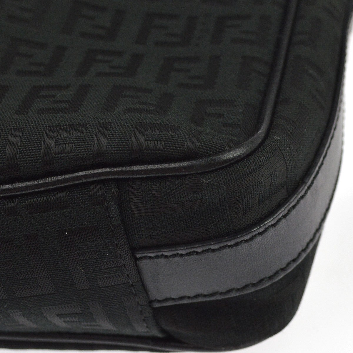Fendi Zucchino Vintage Shoulder Bag in Black Canvas