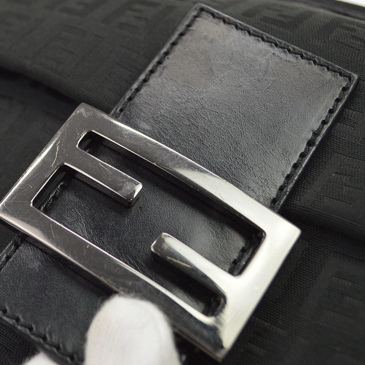 Fendi Zucchino Vintage Shoulder Bag in Black Canvas