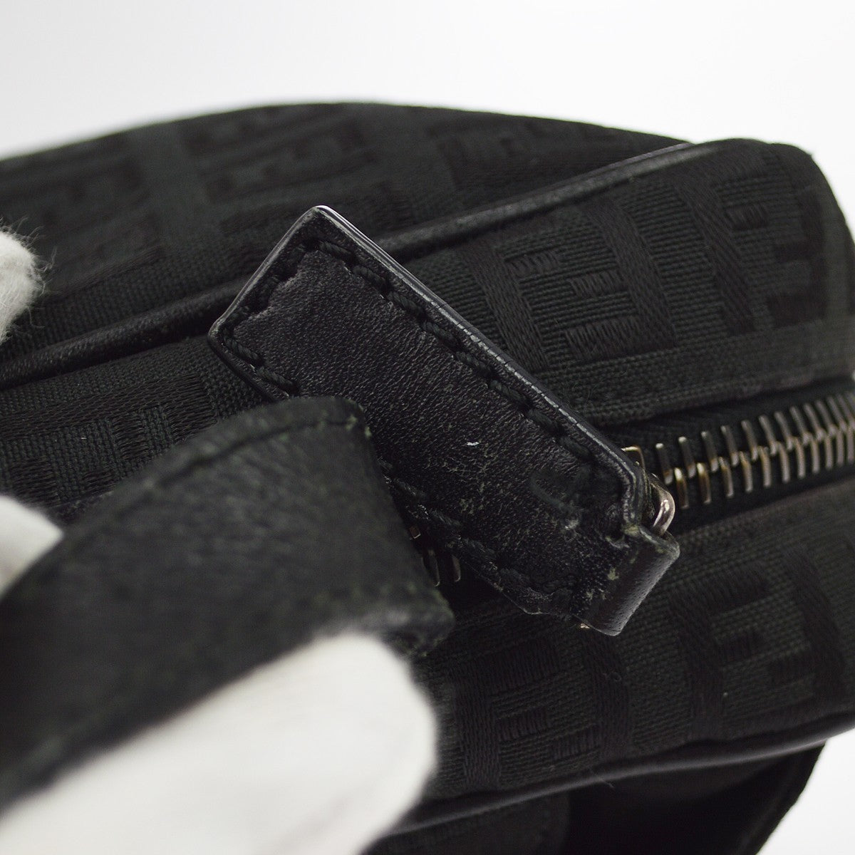 Fendi Zucchino Vintage Shoulder Bag in Black Canvas