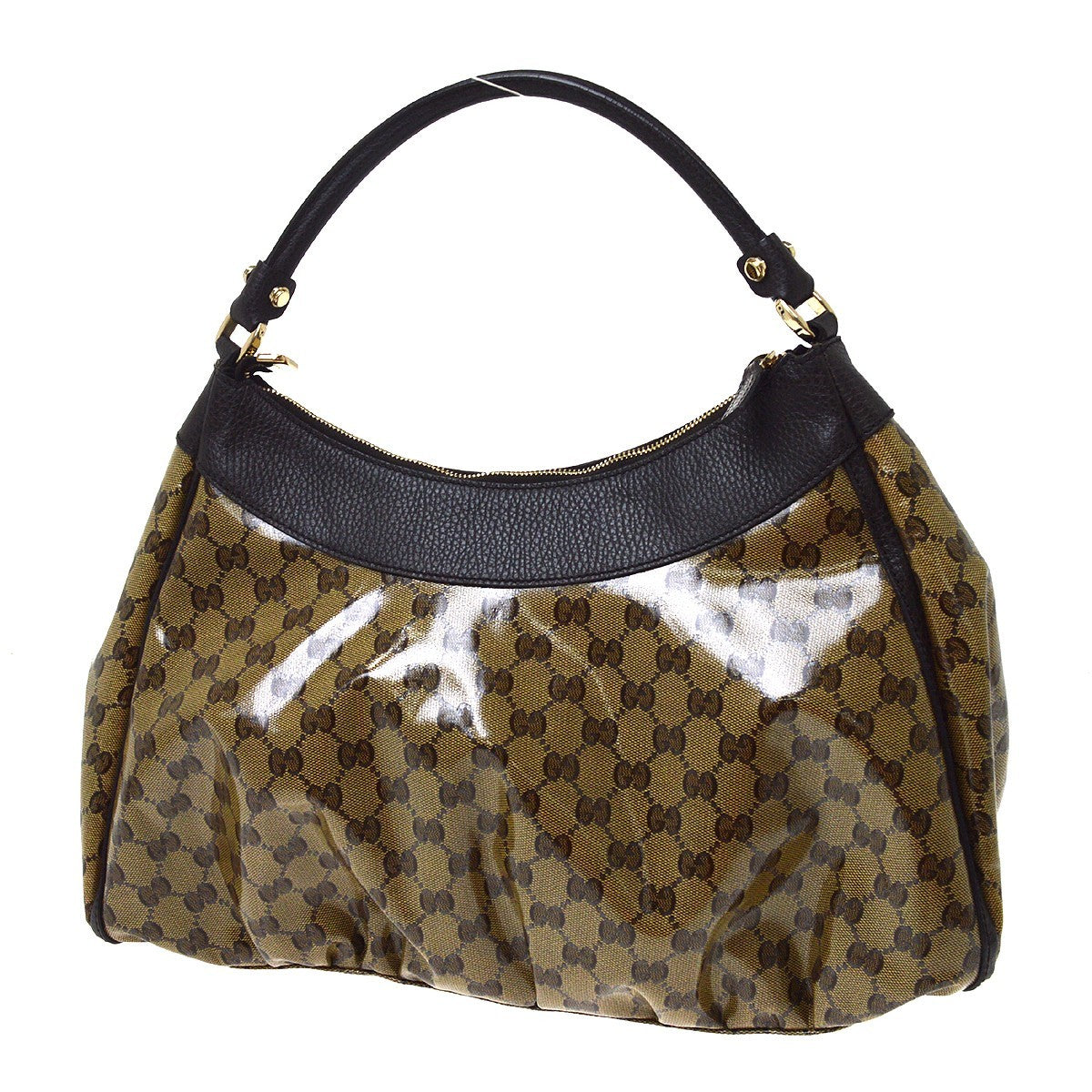 Gucci Abbey D-Ring Hobo Vintage Shoulder Bag in Beige GG Crystal Canvas