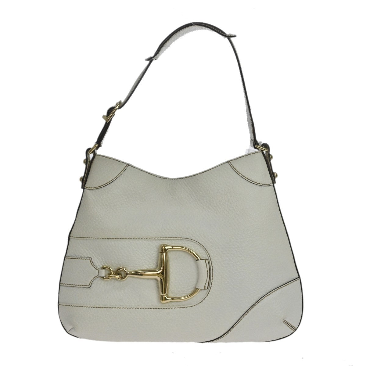 Gucci Horsebit Vintage Shoulder Bag in White Leather
