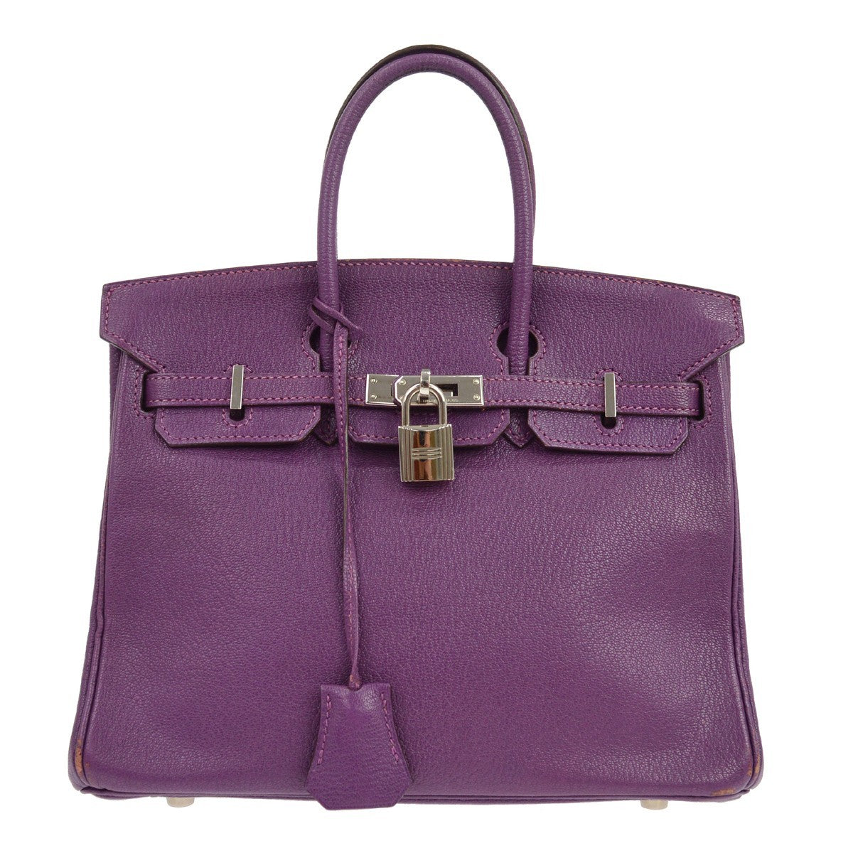 Hermès Birkin 25 Vintage Handbag in Purple Chèvre Mysore Leather