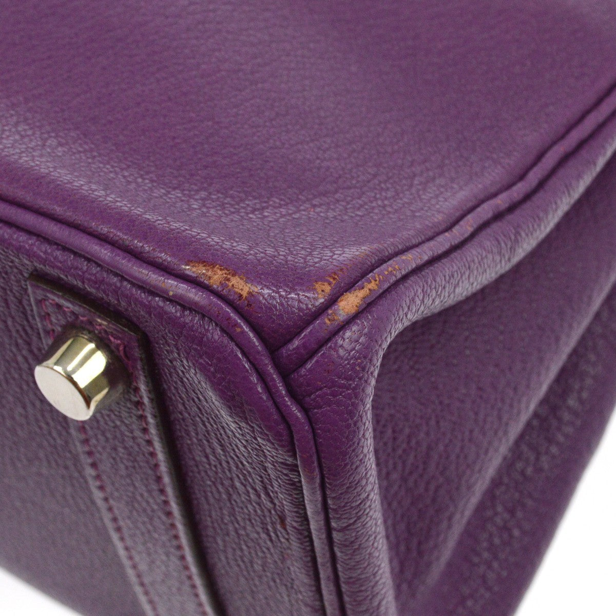 Hermès Birkin 25 Vintage Handbag in Purple Chèvre Mysore Leather