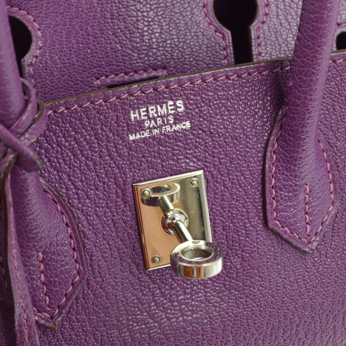 Hermès Birkin 25 Vintage Handbag in Purple Chèvre Mysore Leather