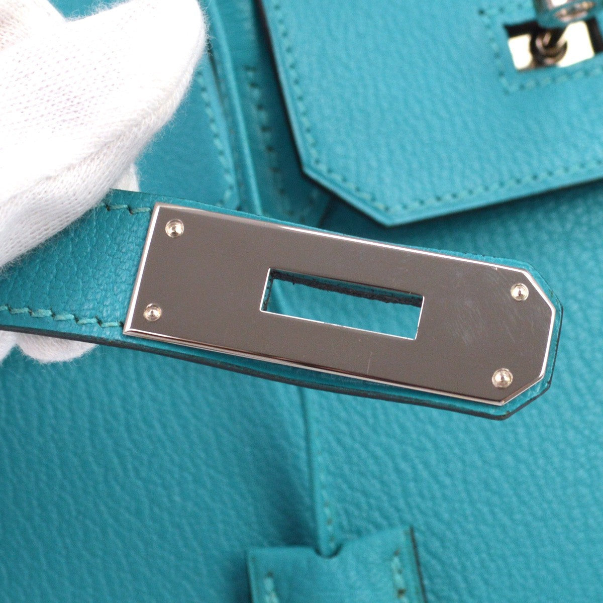 Hermès Birkin 30 Vintage Handbag in Turquoise Leather
