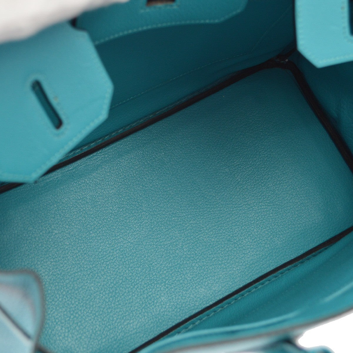 Hermès Birkin 30 Vintage Handbag in Turquoise Leather