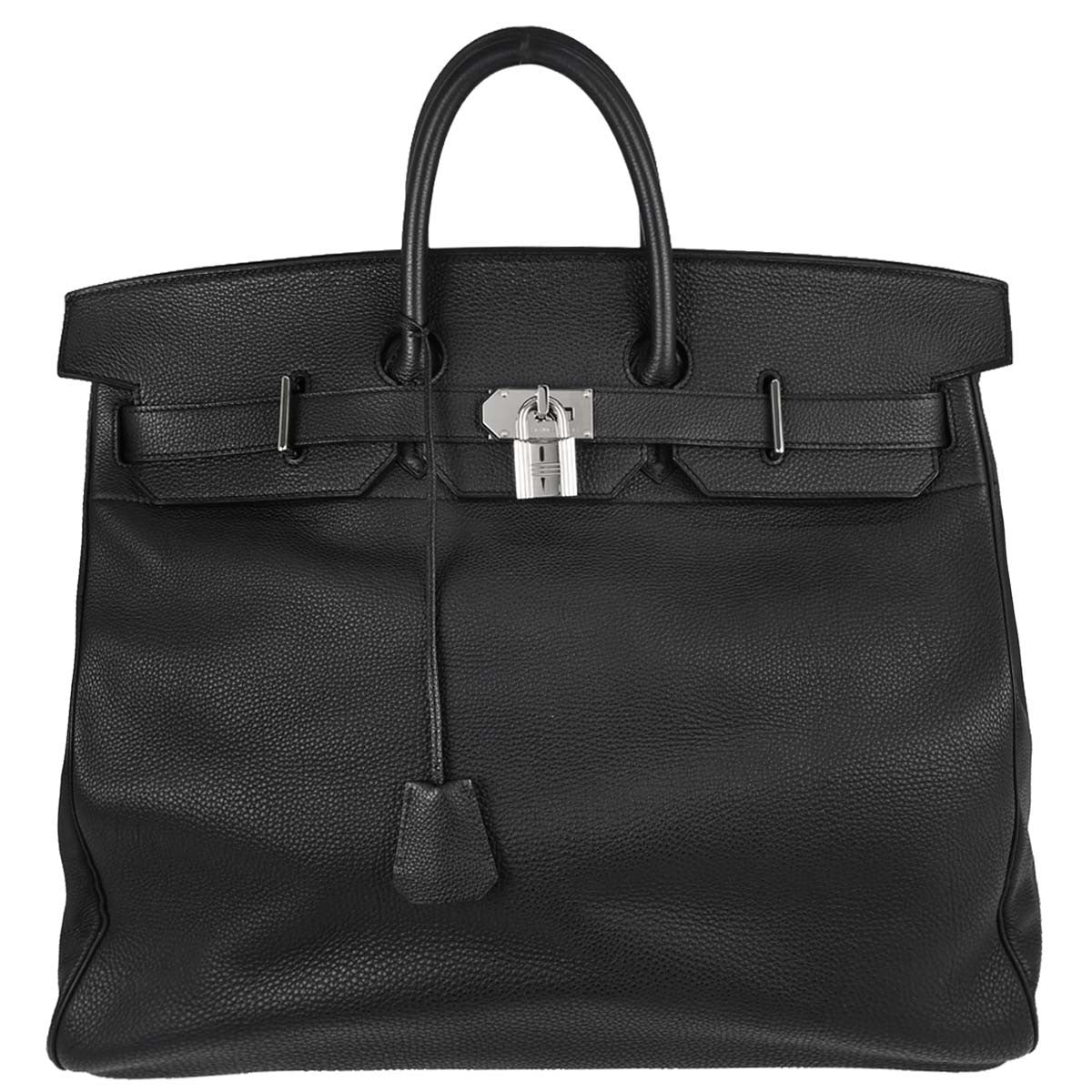 Hermès Haut à Courroies 50 Vintage Travel Bag in Black Togo Leather