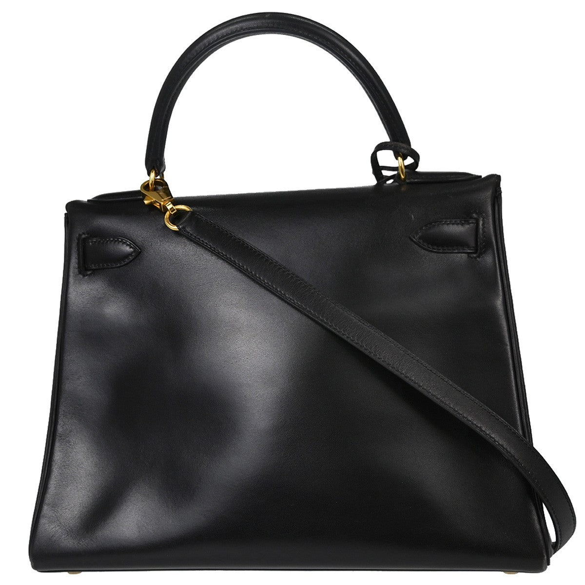 Hermès Kelly 28 Retourne Vintage 2-in-1 Handbag in Black Gulliver Leather
