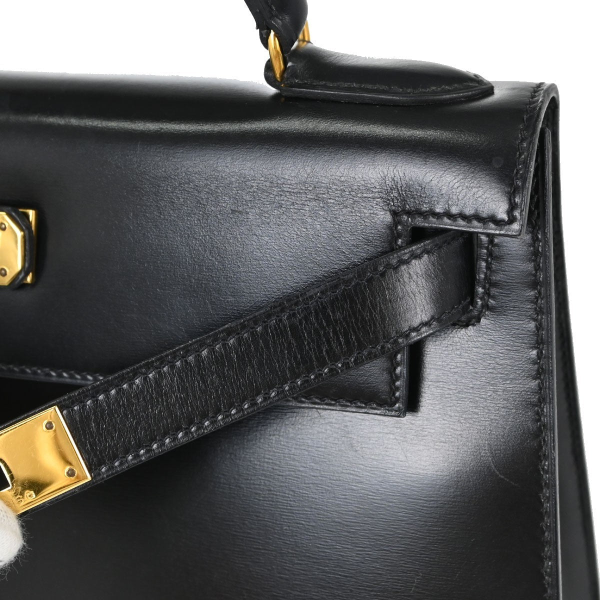 Hermès Kelly 28 Sellier Vintage Handbag in Black Box Calf Leather