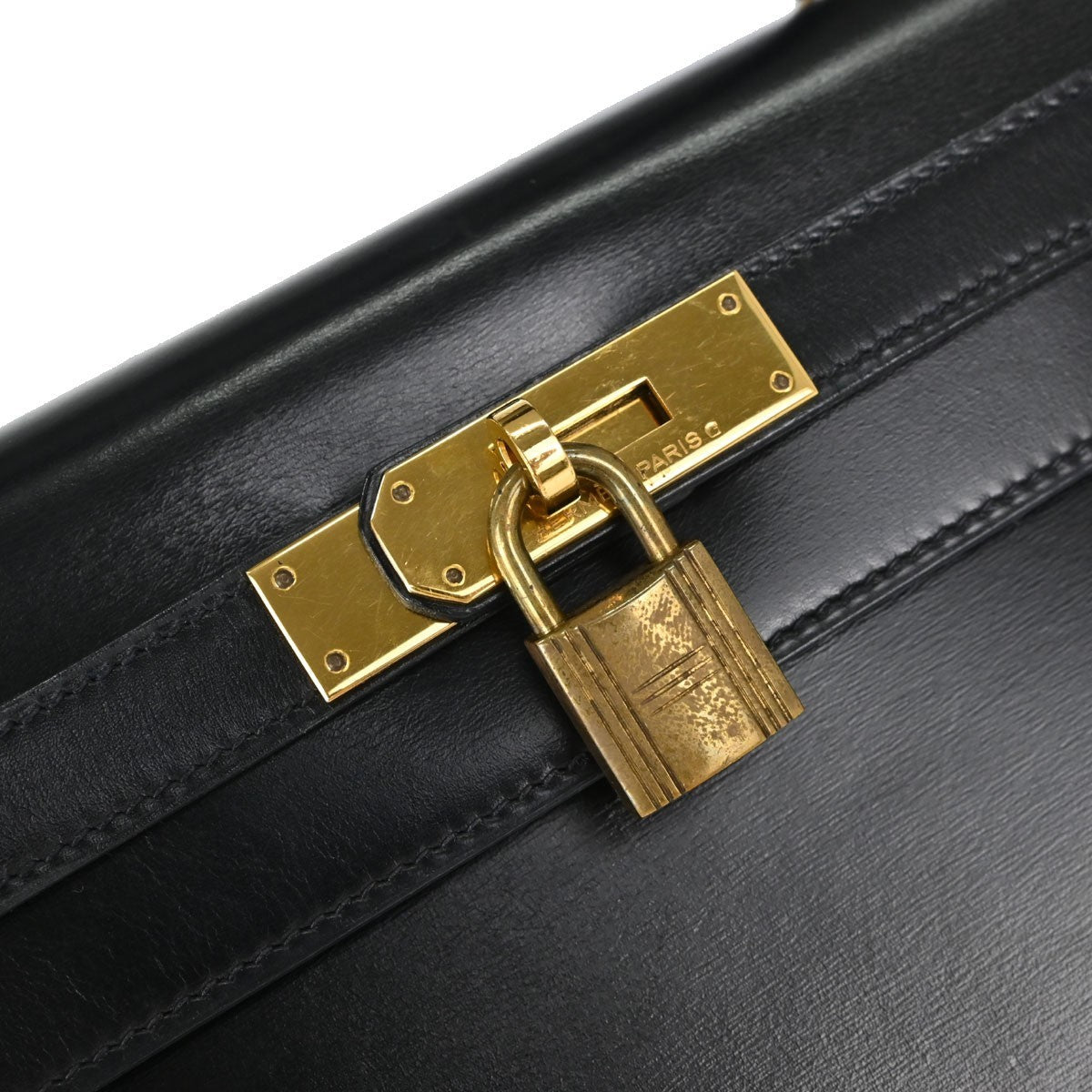 Hermès Kelly 28 Sellier Vintage Handbag in Black Box Calf Leather
