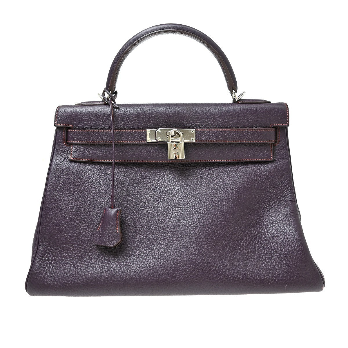 Hermès Kelly 32 Retourne Vintage Handbag in Raisin Purple Taurillon Clemence Leather