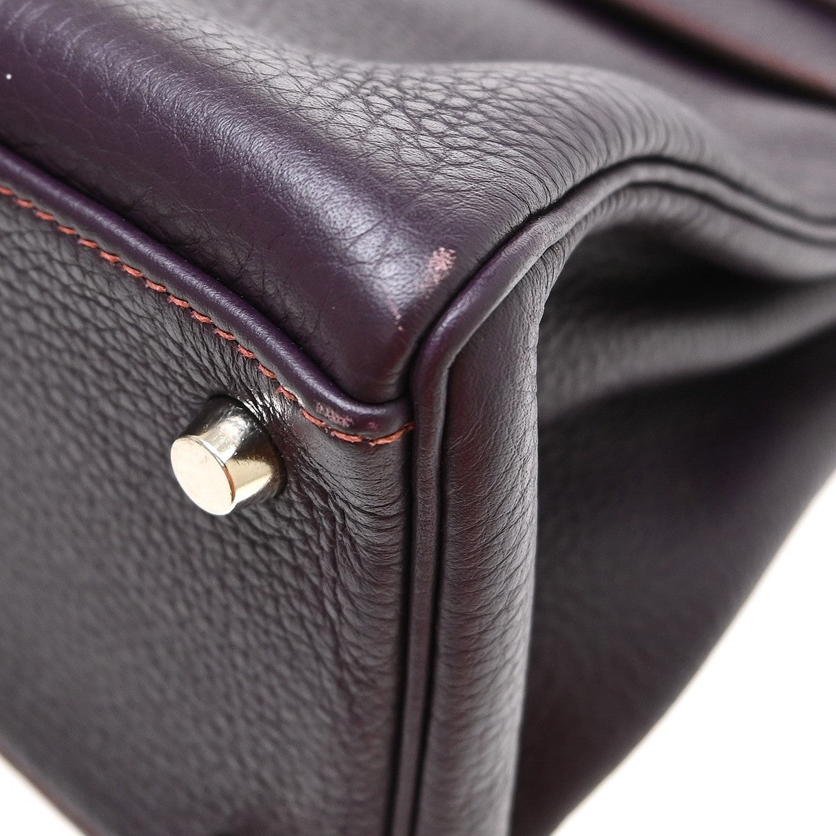 Hermès Kelly 32 Retourne Vintage Handbag in Raisin Purple Taurillon Clemence Leather