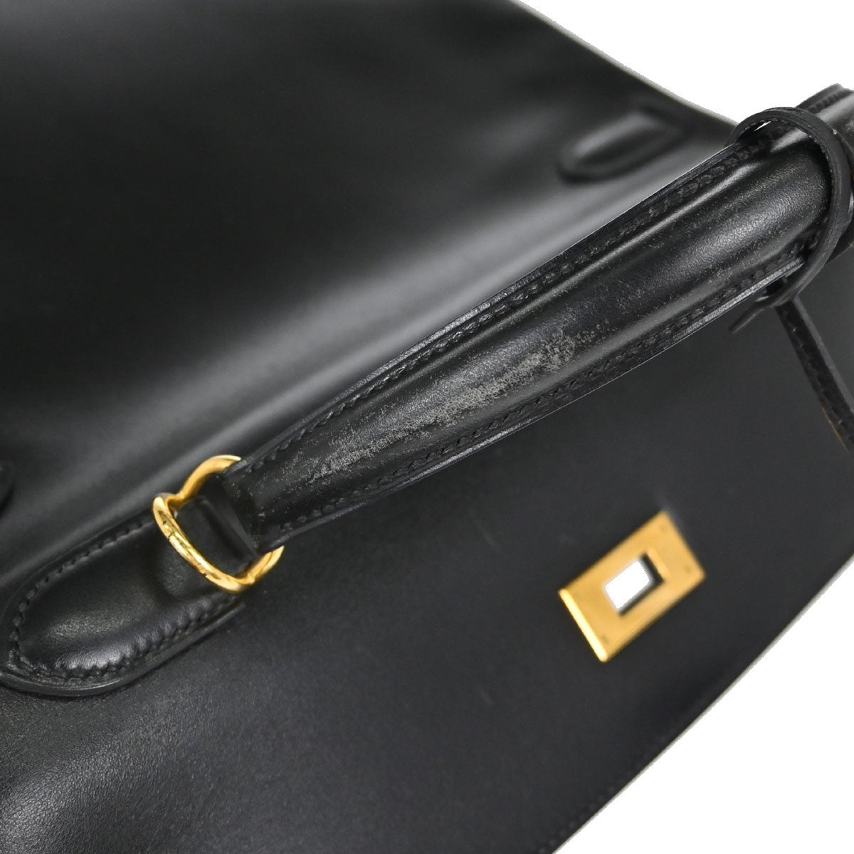 Hermès Kelly 32 Sellier Vintage Handbag in Black Box Calf Leather