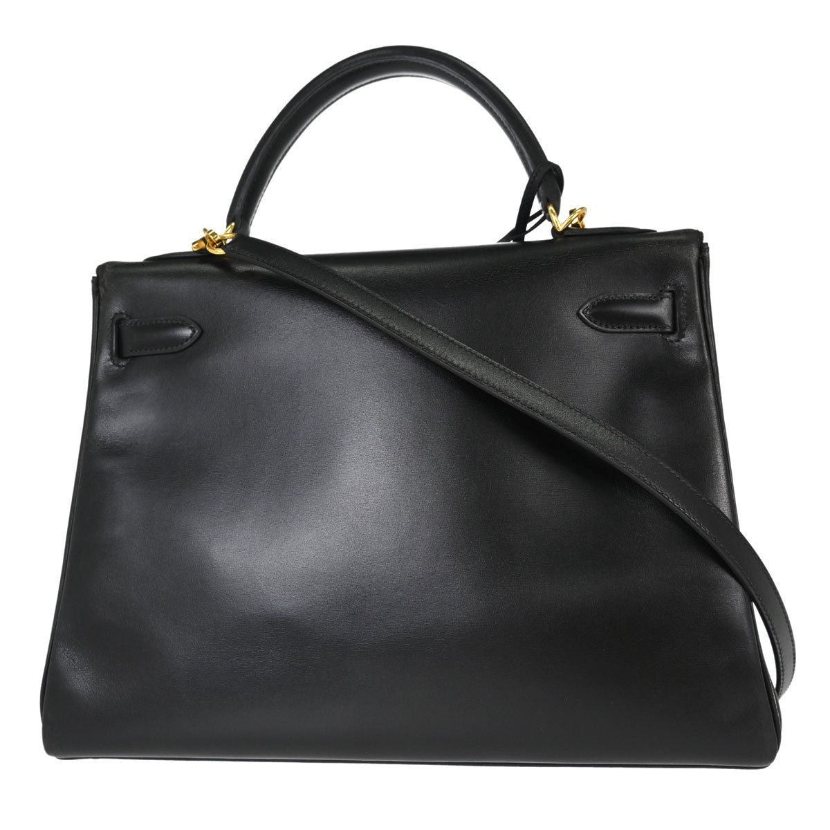 Hermès Kelly 32 Sellier Vintage Handbag in Black Box Calf Leather