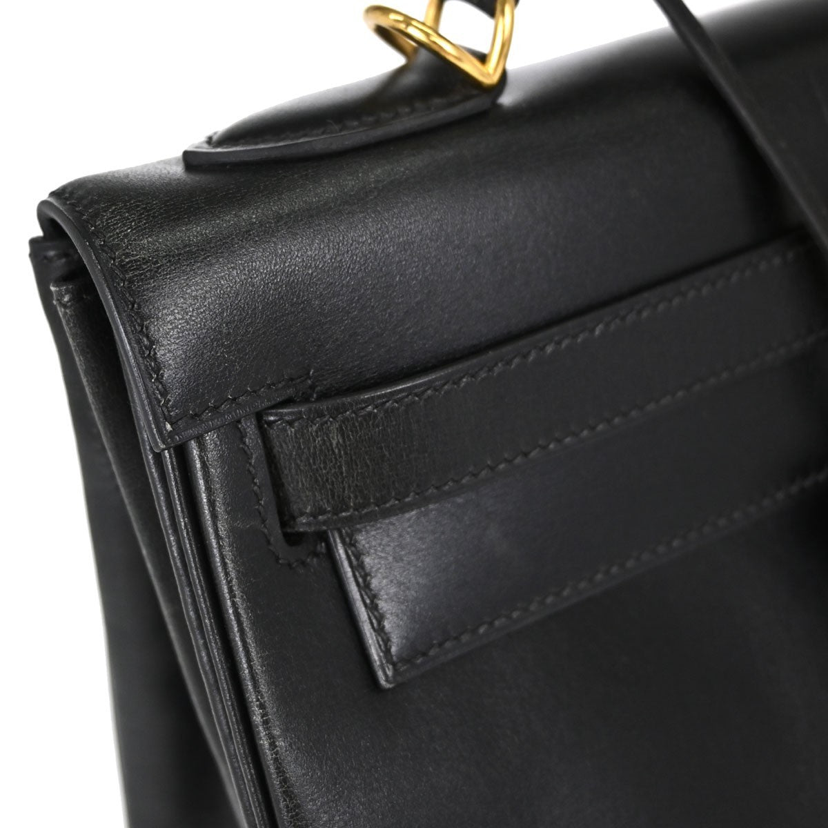 Hermès Kelly 32 Sellier Vintage Handbag in Black Box Calf Leather