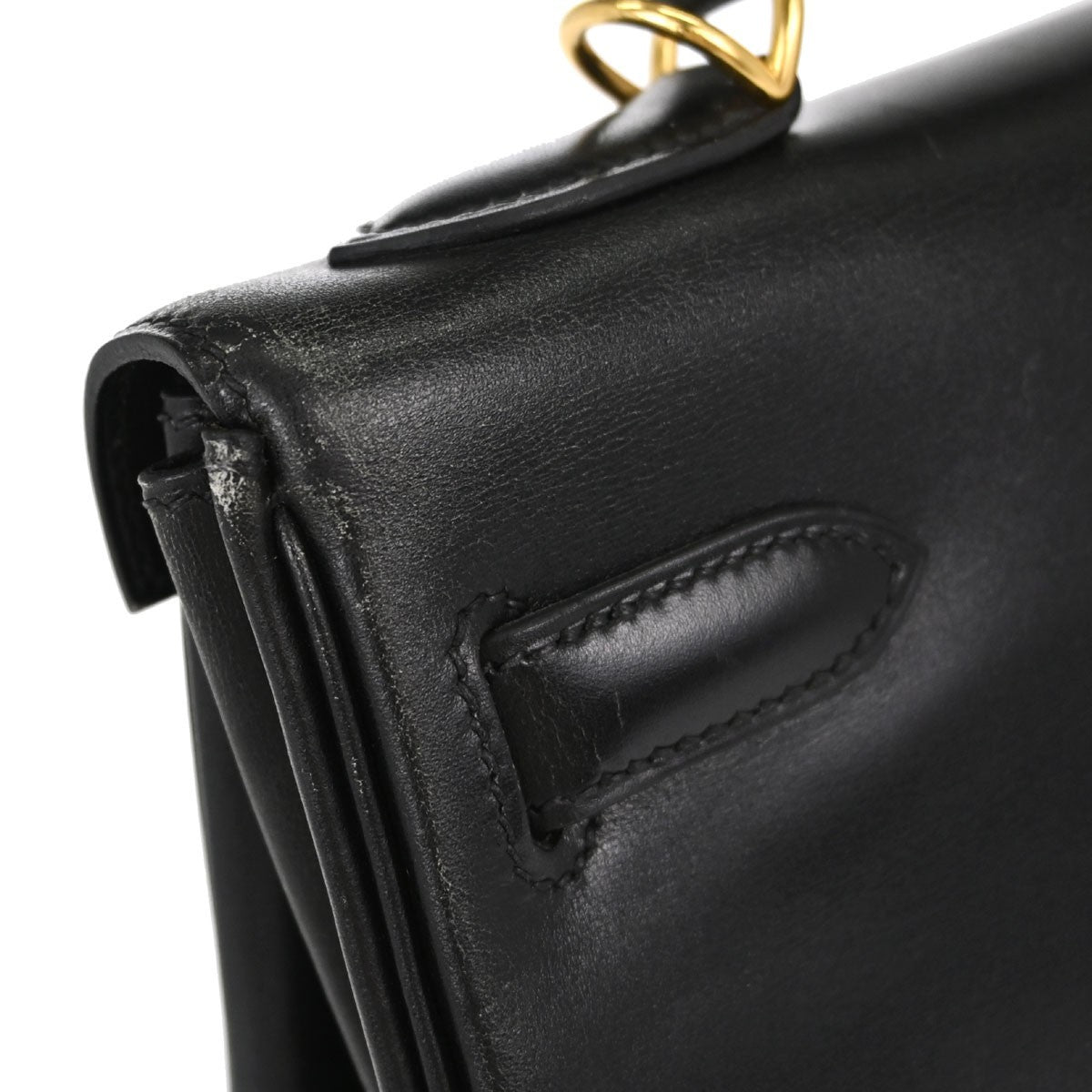 Hermès Kelly 32 Sellier Vintage Handbag in Black Box Calf Leather