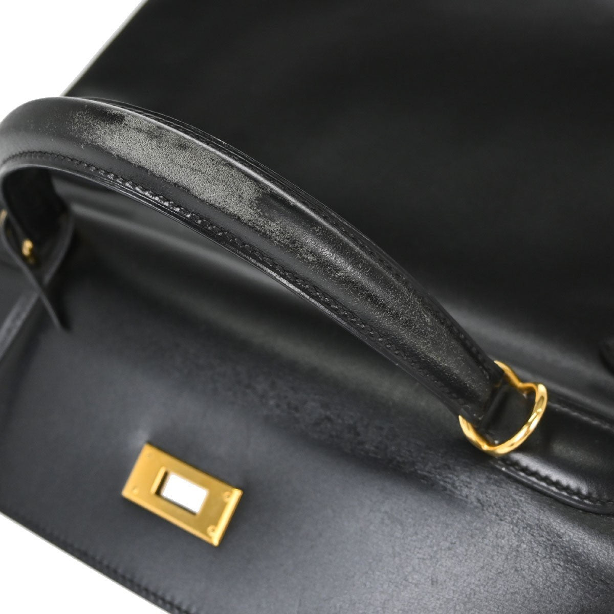 Hermès Kelly 32 Sellier Vintage Handbag in Black Box Calf Leather