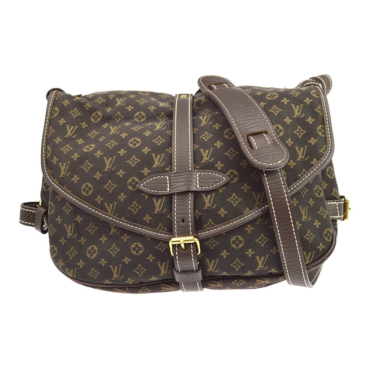 Louis Vuitton Saumur 30 Mini Lin Vintage Crossbody Bag in Brown Mini Lin Canvas