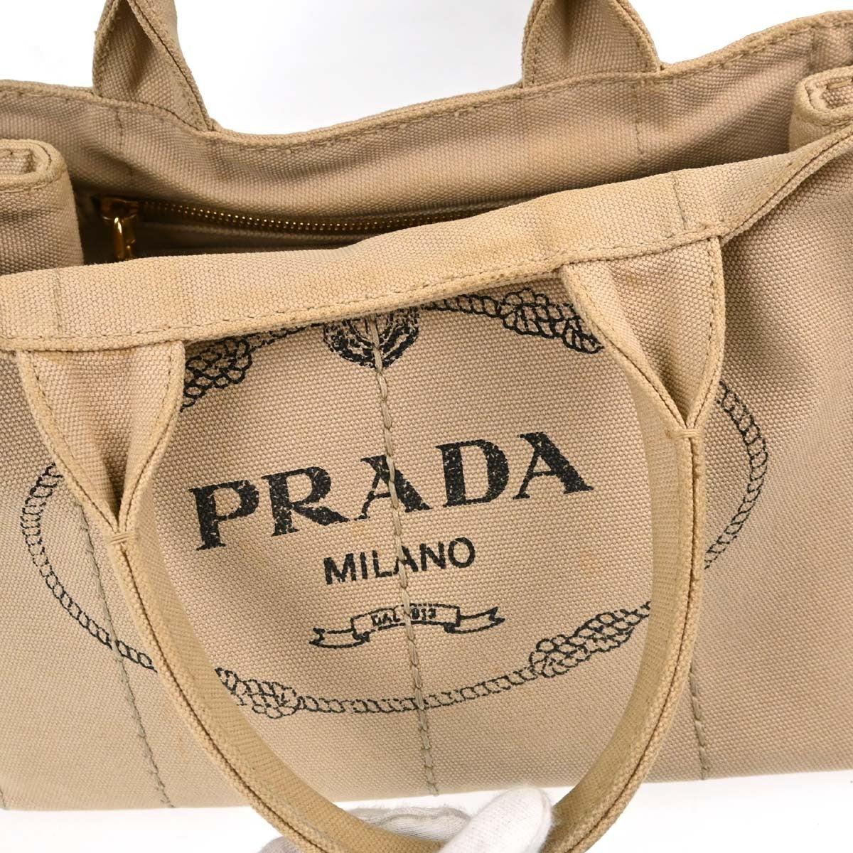 Prada Canapa Tote Vintage in Beige Canvas