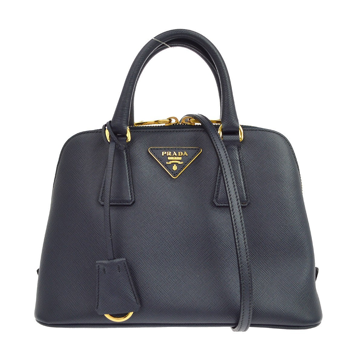 Prada Promenade Vintage Handbag in Navy Leather