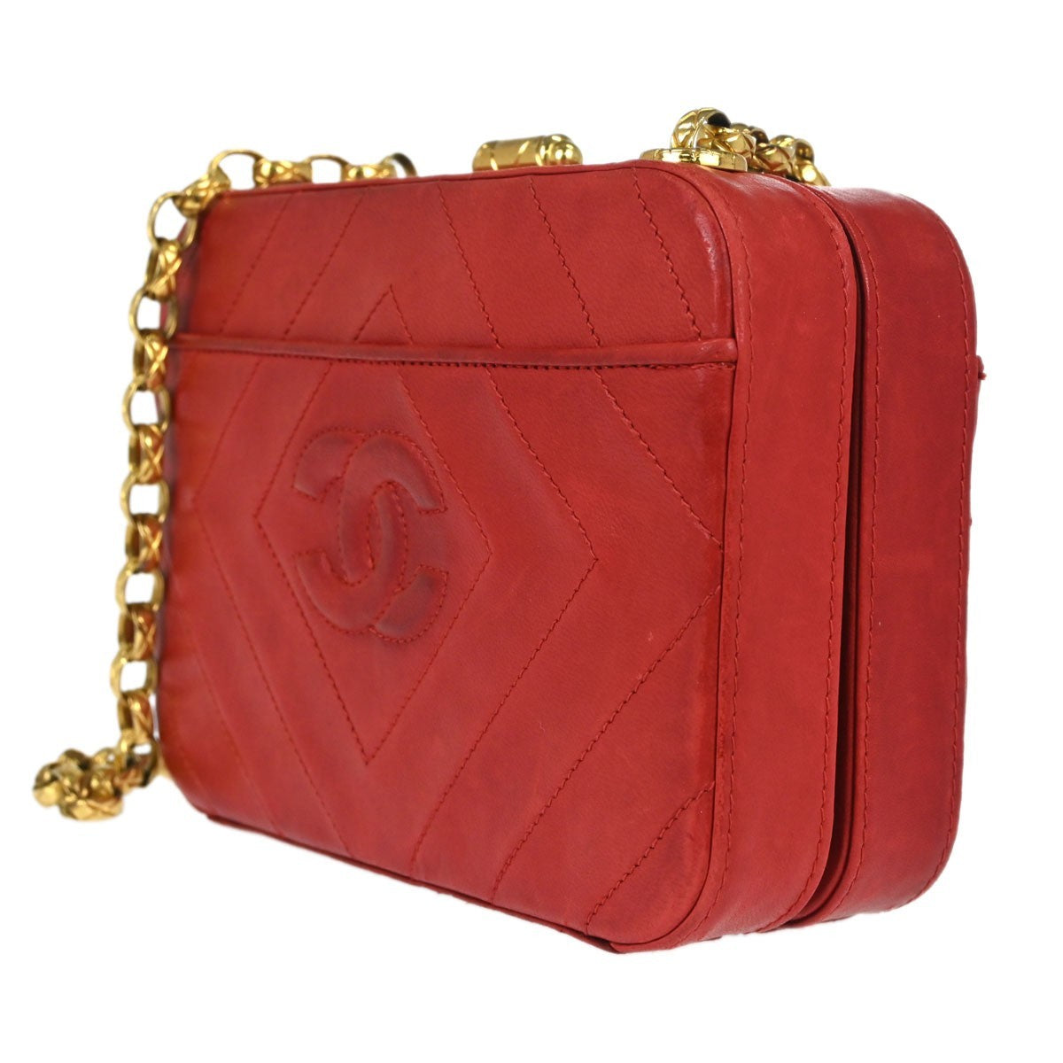Chanel Red Lambskin Camera Bag Mini