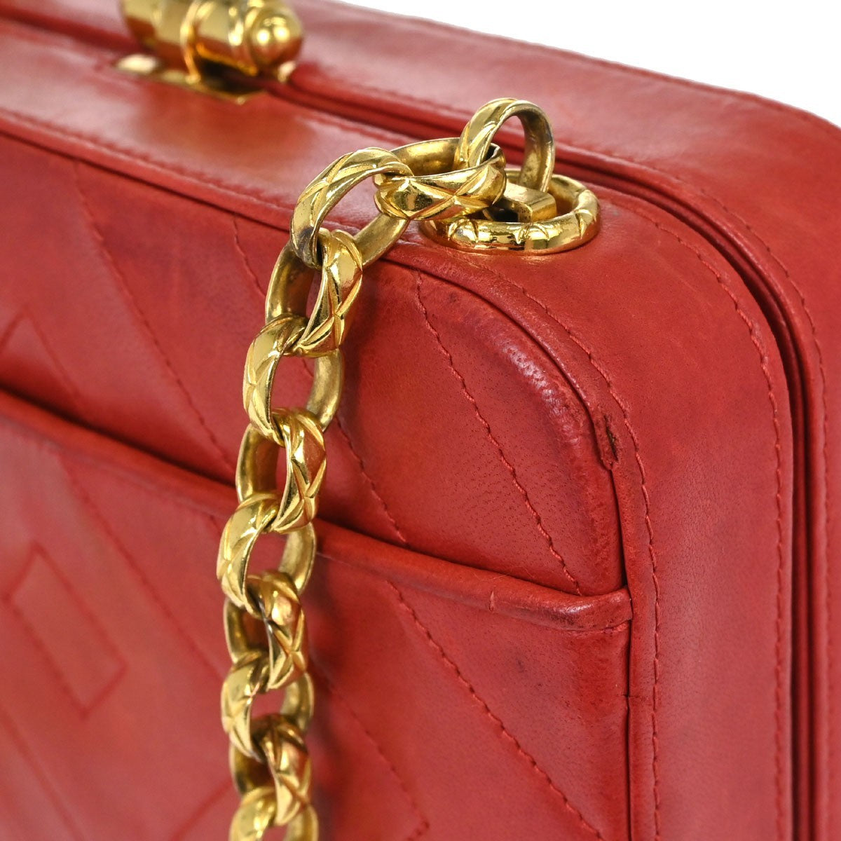 Chanel Red Lambskin Camera Bag Mini