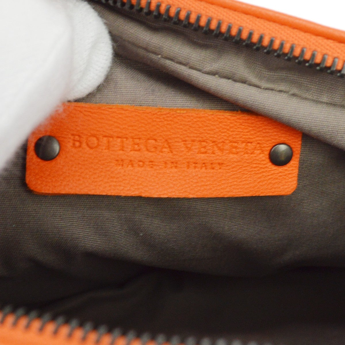 Bottega Veneta Orange Lambskin Intrecciato Shoulder Bag
