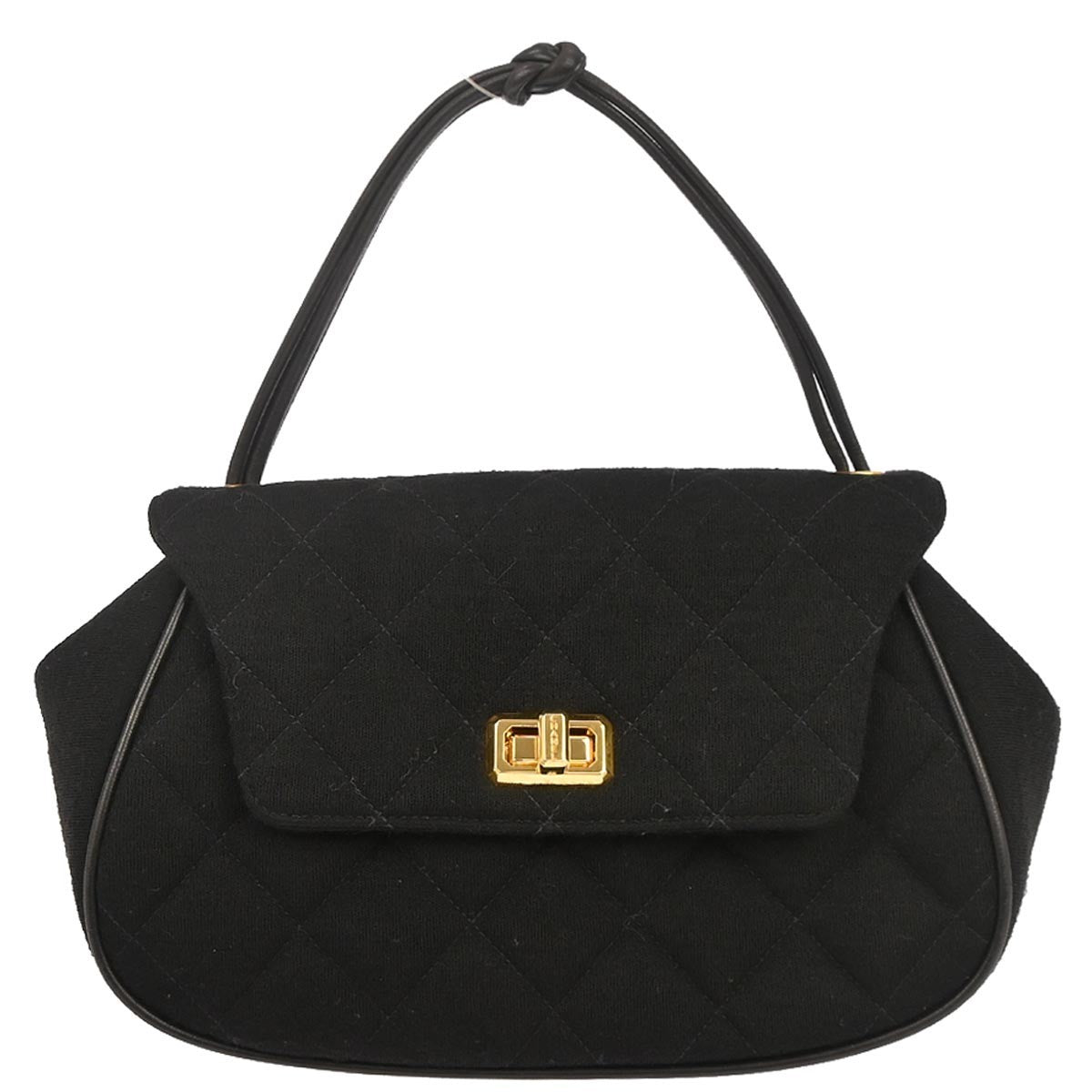 Chanel Black Cotton Mademoiselle Lock Handbag