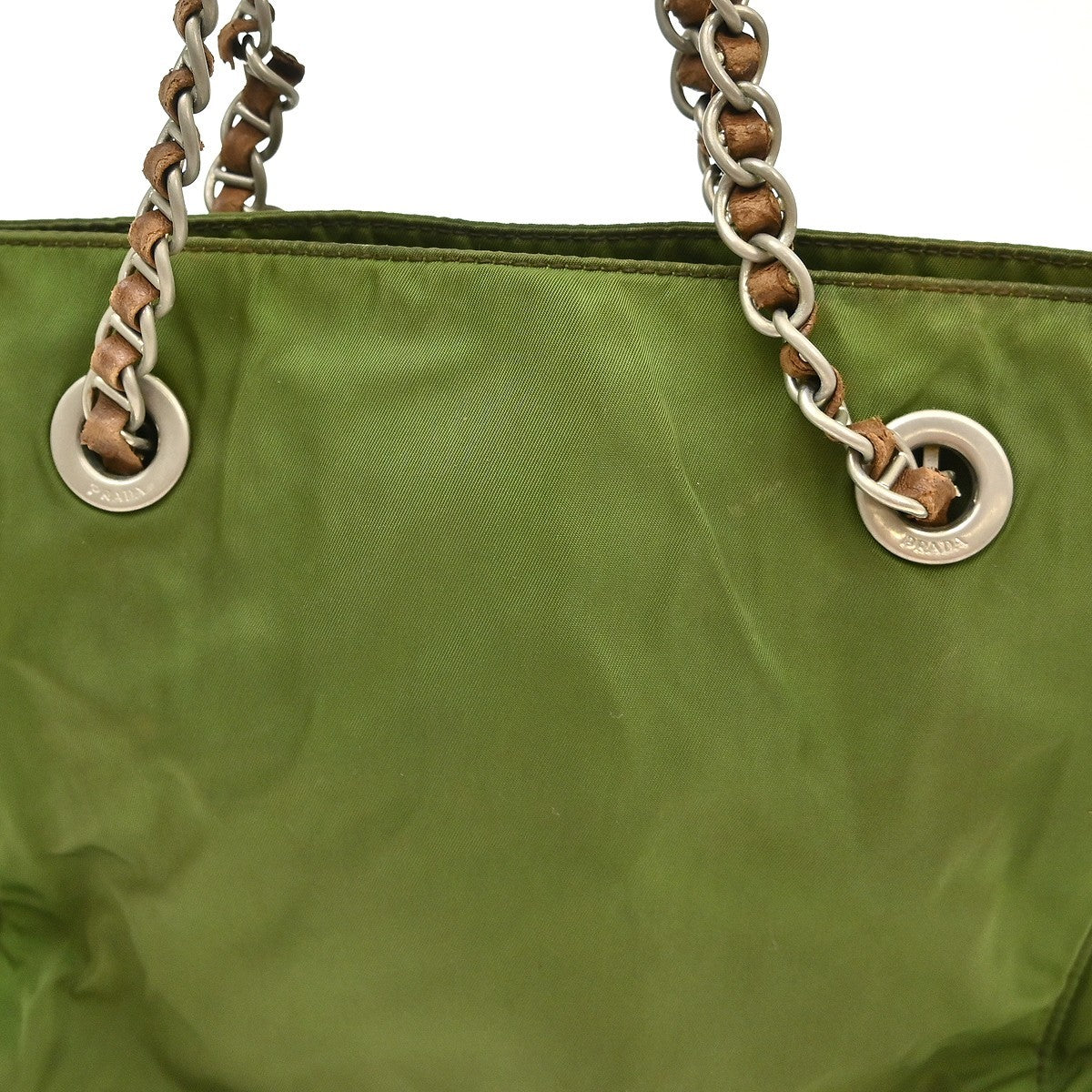 Prada Khaki Nylon Tote Shoulder Bag