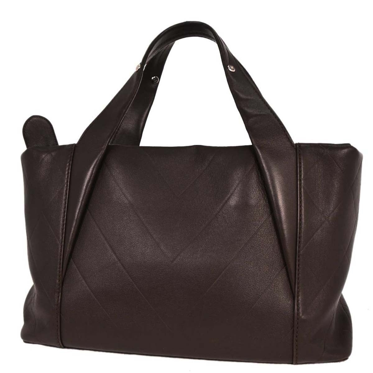 Chanel Brown Lambskin Chevron Handbag