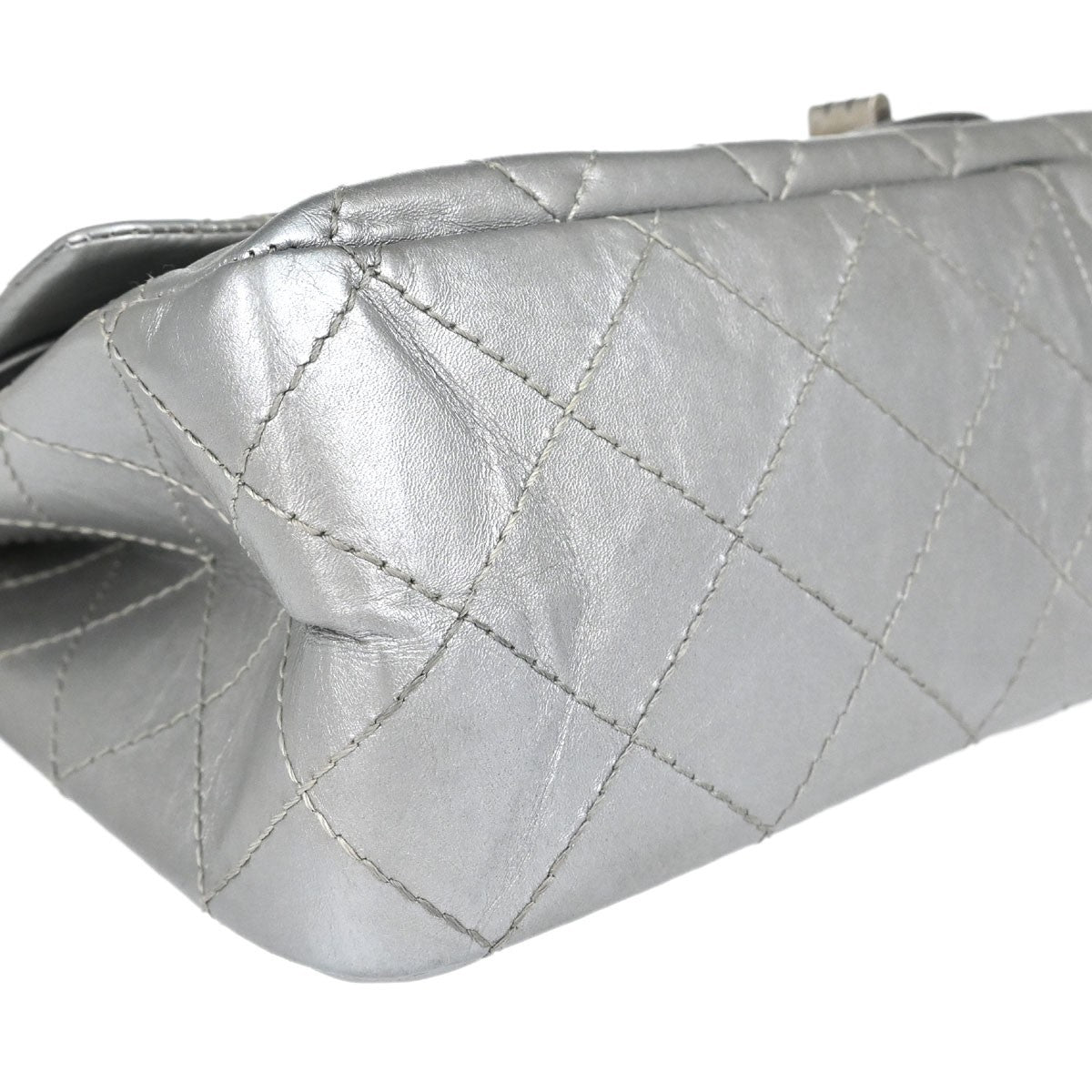 Chanel Silver Calfskin 2.55 Jumbo Classic Double Flap Shoulder Bag