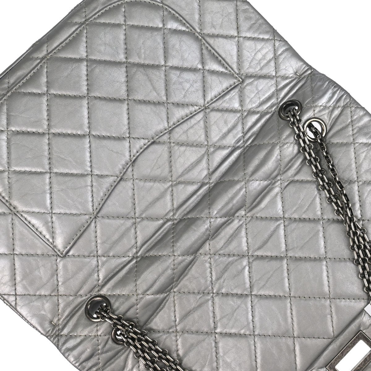 Chanel Silver Calfskin 2.55 Jumbo Classic Double Flap Shoulder Bag